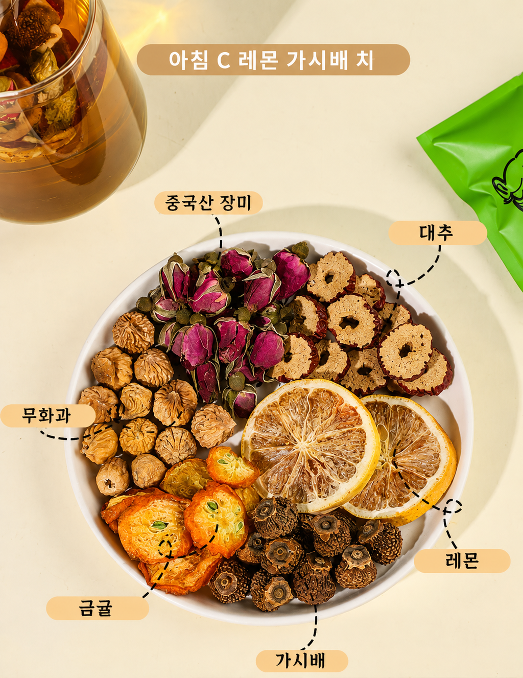 아침저녁 과일 허브티 레몬·사이리·블랙구기자·오디·장미 삼각티백 10g×20티백