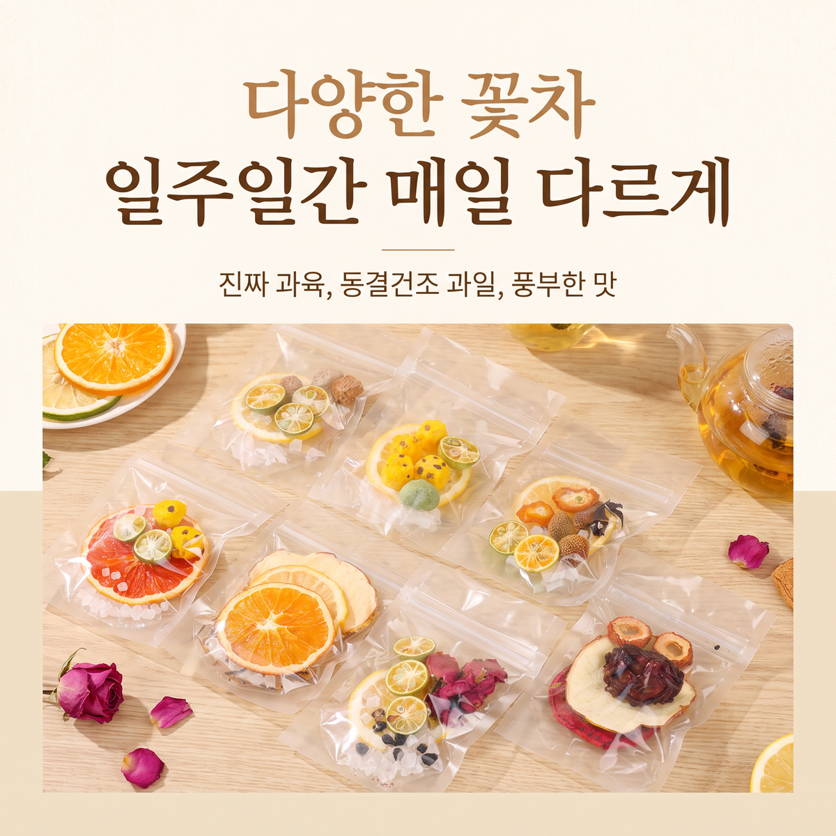 7일 과일티 7종 세트 자몽·금귤·패션후르츠·매실레몬·레몬청귤·사이리 등 122g × 7팩